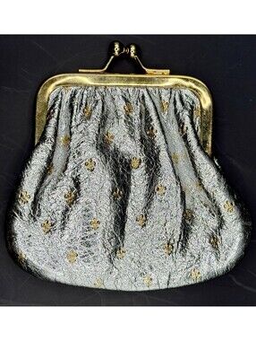 Scuola Del Cuoio Italian Coin Pouch Purse Florence Vintage Leather Kiss Lock
